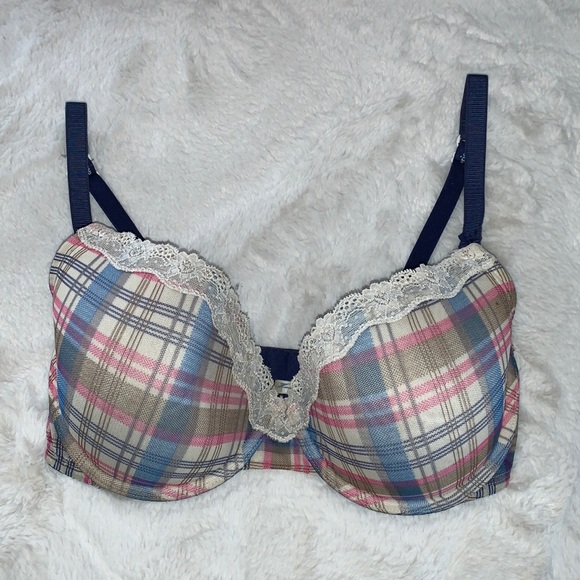 34DD Aerie Hannah plaid Lightly lined Demi bra - Picture 1 of 2